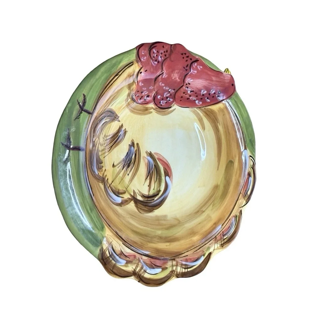 Tabletops Thanksgiving Hand Painted Gobble‎ Gobble Turkey Salad Soup Bowl 9 1/2